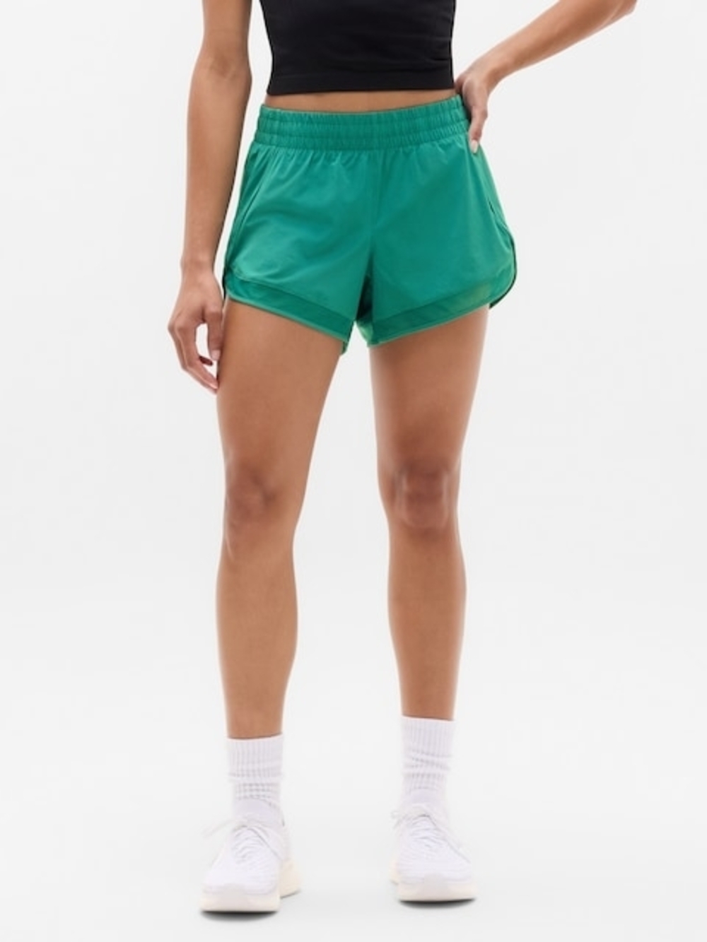 Athleta Green Split-Hem Athletic Shorts Size SP